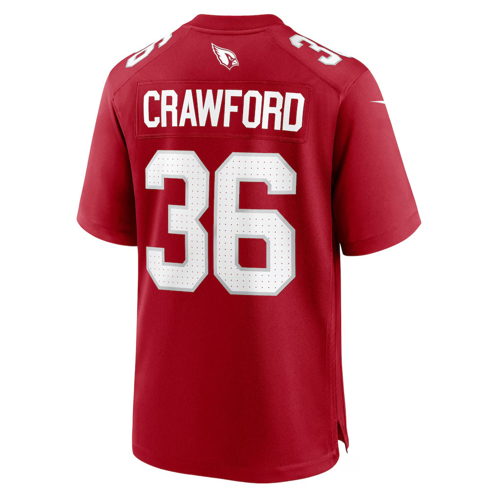A.Cardinals #36 Kitan Crawford Cardinal Team Game Stitched American Football Jerseys